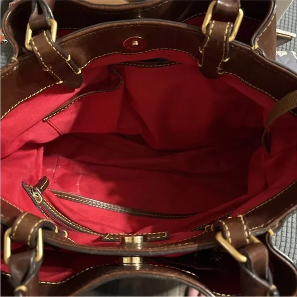 Dooney & Bourke Rich Brown Leather Satchel - Picture 3 of 5